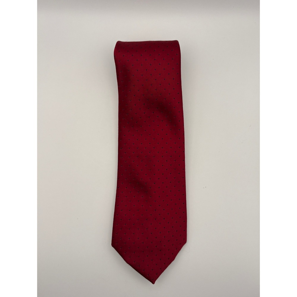 Towncraft Mens Burgundy Red Pin Dot Silk Blend Necktie Made in USA RN 20485